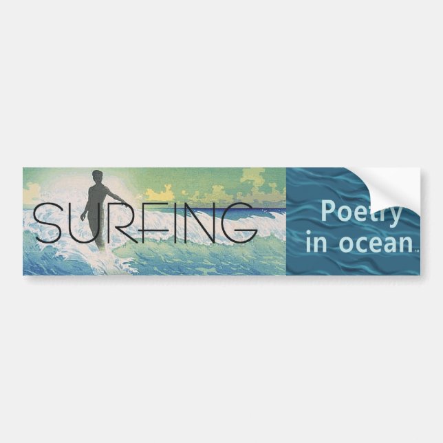 TOP Surfing Poetry in Ocean Bumper Sticker (Front)