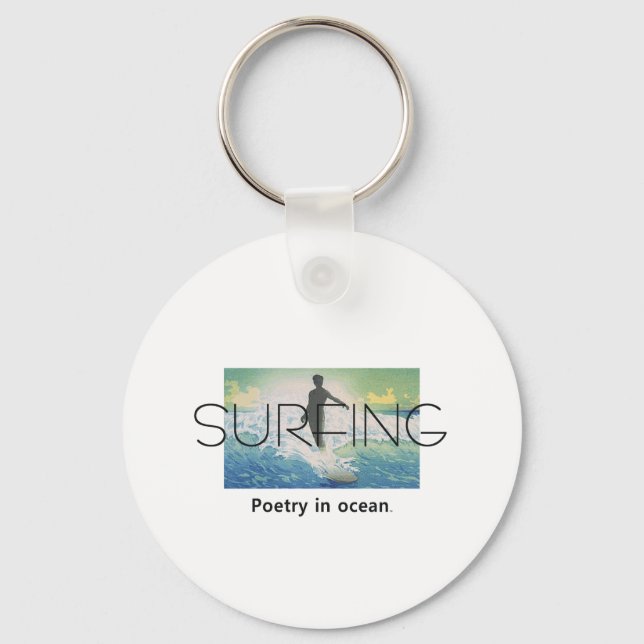 TOP Surfing Poetry in Ocean Key Ring (Front)