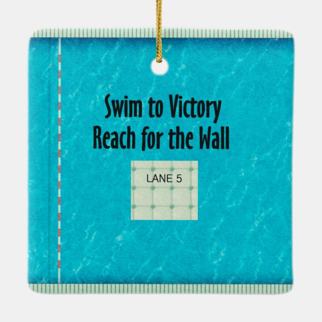TOP Swim Team Slogan Ceramic Tree Decoration (Back)