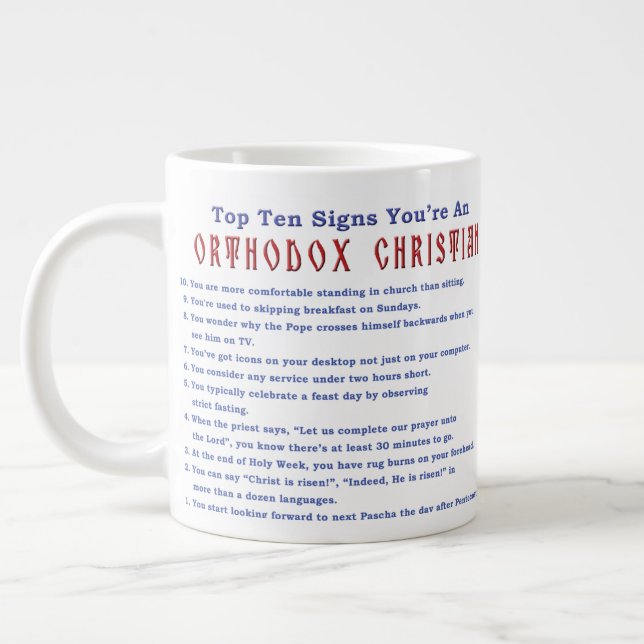 Top Ten Signs You're an Orthodox Christian Large Coffee Mug (Left)