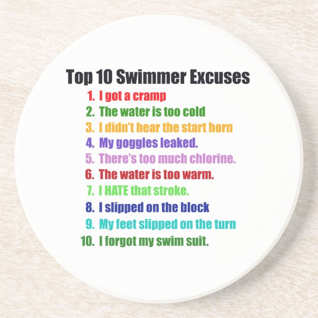 Top Ten Swimmers Excuses Coaster (Front)