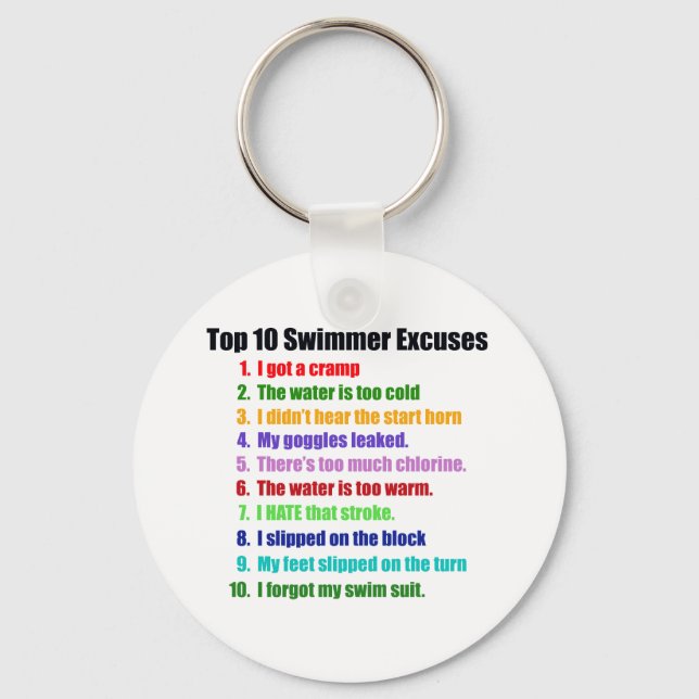 Top Ten Swimmers Excuses Key Ring (Front)