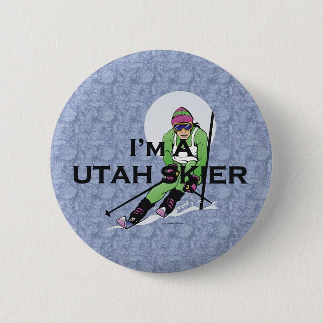 TOP Utah Skier 6 Cm Round Badge (Front)