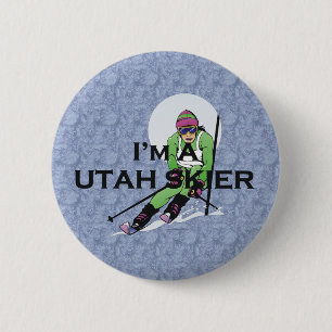 TOP Utah Skier 6 Cm Round Badge