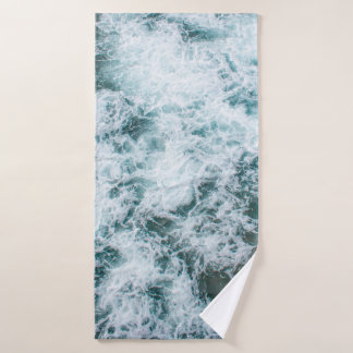 Top view of ocean waves bath towel