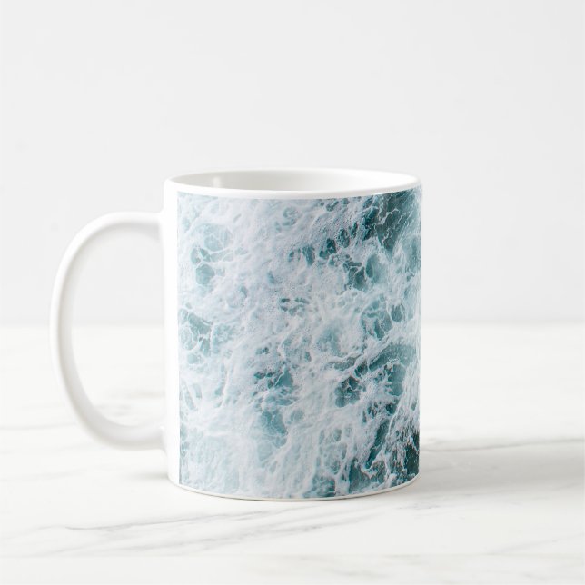 Top view of ocean waves coffee mug (Left)