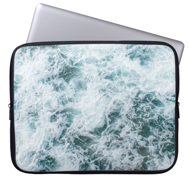Top view of ocean waves laptop sleeve (Front)