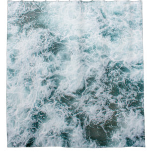 Top view of ocean waves shower curtain