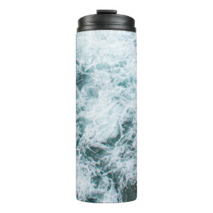 Top view of ocean waves thermal tumbler