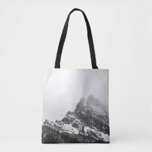 TOP VIEW OF SNOWY MOUNTAIN TOTE BAG
