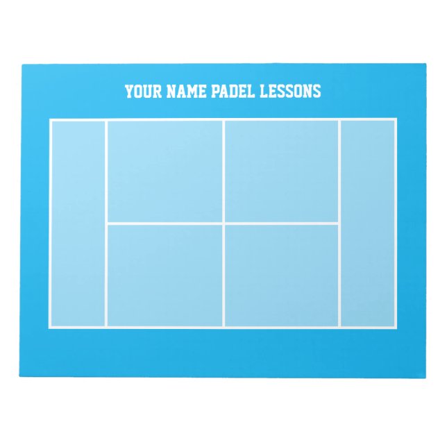 Top view padel tennis court line dimension drawing notepad (Front)