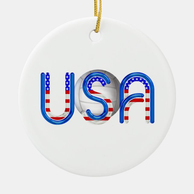 TOP Volleyball in the USA Ceramic Tree Decoration (Front)