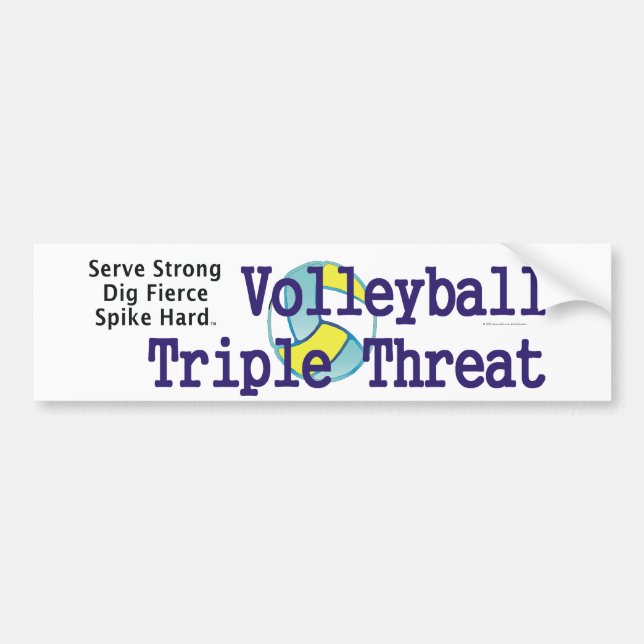TOP Volleyball Triple Threat Bumper Sticker (Front)