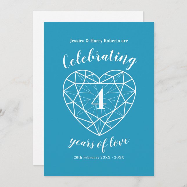 Topaz Anniversary 4 years of love party invites (Front/Back)