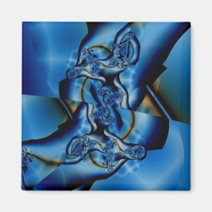 Topaz Blue and White Fractal Art Magnet