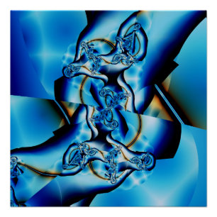 Topaz Blue and White Fractal Art Poster