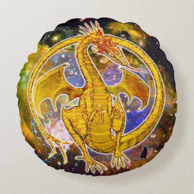 Topaz Cosmic Dragon  Round Cushion (Front)