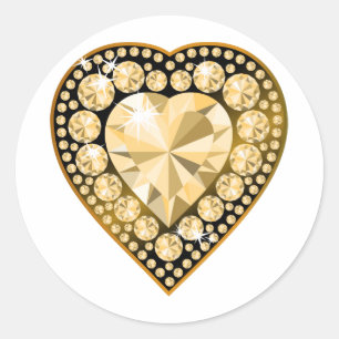 Topaz Gem Heart Classic Round Sticker