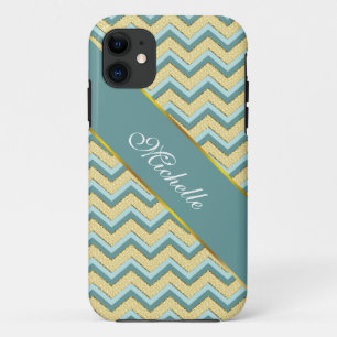 Topaz Glitter Chevron Pattern iPhone 11 Case