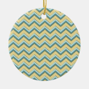 Topaz Glitter Chevron Pattern Ceramic Tree Decoration