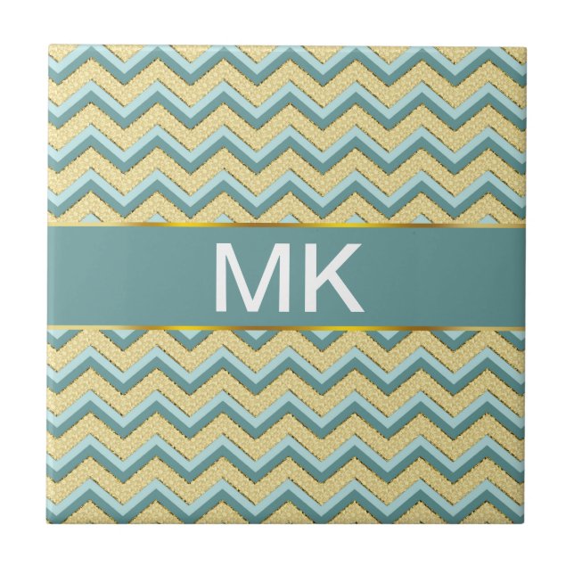 Topaz Glitter Chevron Pattern Tile (Front)