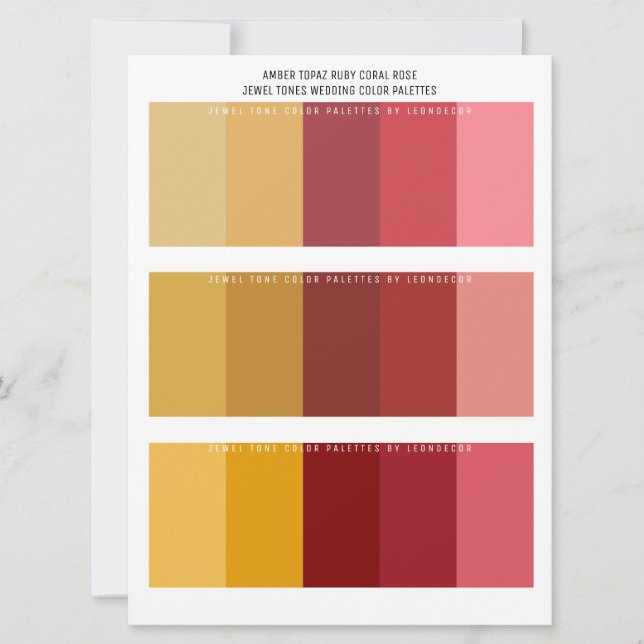 Topaz Ruby Coral Rose Jewel Tone Wedding Colours (Front)