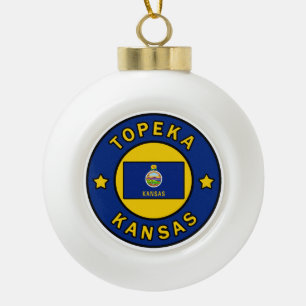 Topeka Kansas Ceramic Ball Christmas Ornament
