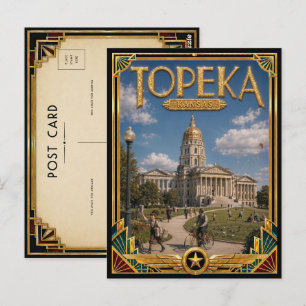 Topeka Kansas Vintage Art Deco Golden Age Postcard