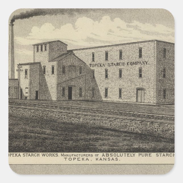 Topeka Starch Worksand Residence of DM Howard Square Sticker (Front)