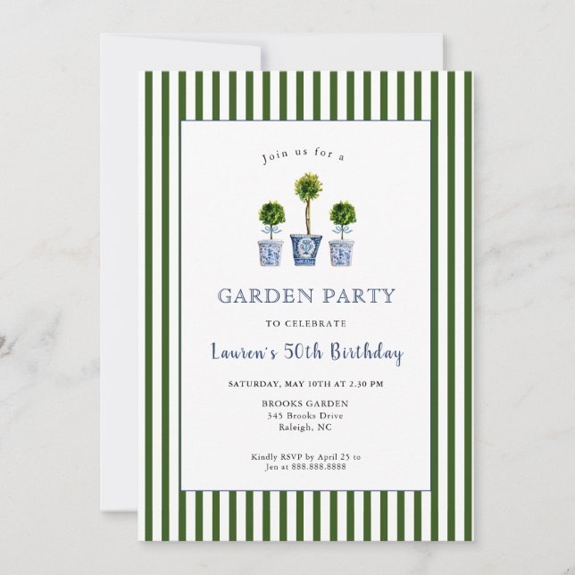 Topiaries Garden Birthday Party  Invitation (Front)