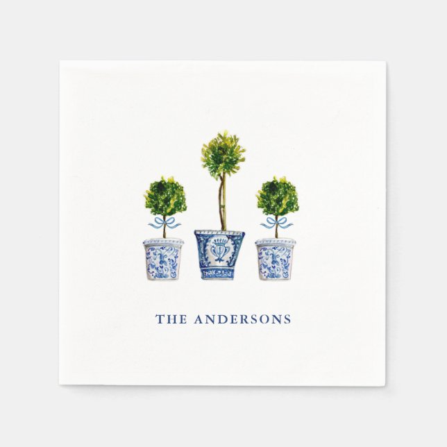 Topiaries in Blue & White pot Party  Napkin (Front)