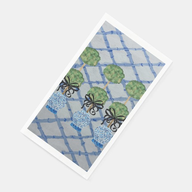 Topiary Blue Ginger Jars Guest Napkins  (Corner)