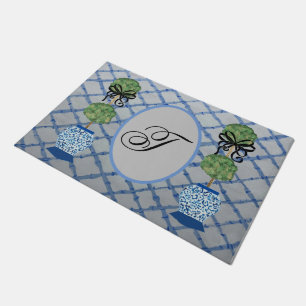 Topiary Blue Ginger Jars jars Doormat Welcome Mat
