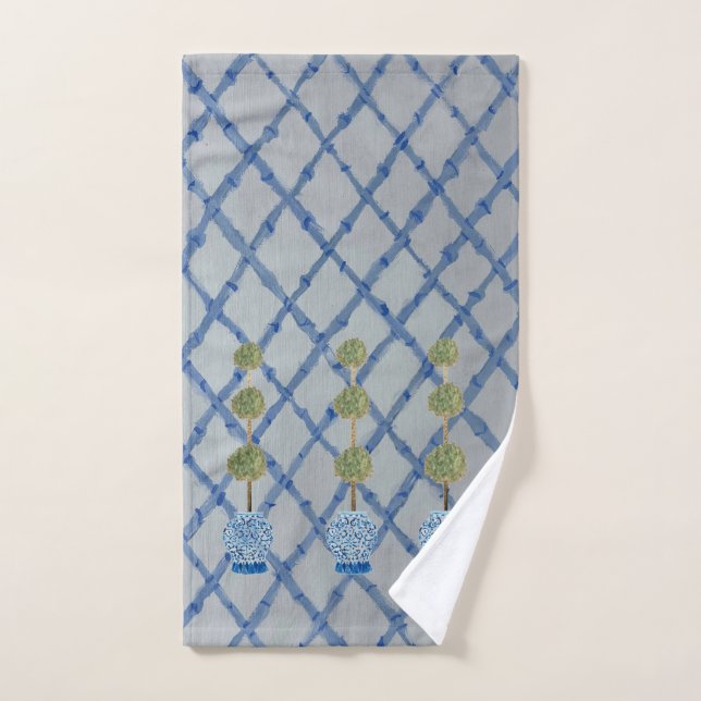 Topiary Blue & White Ginger Jar Hand Towel (Hand Towel)