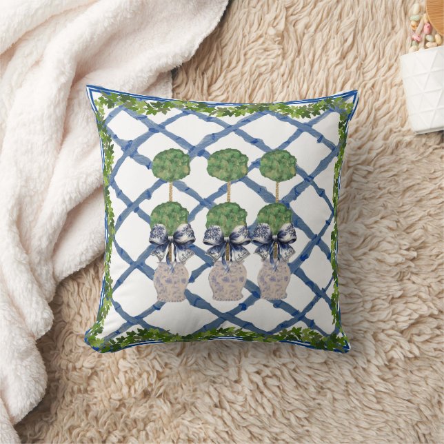 Topiary Chinoiserie Ginger Jar Jars Lumbar  Cushion (Blanket)
