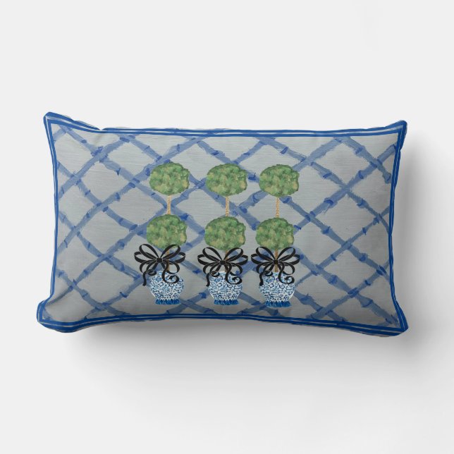 Topiary Chinoiserie Ginger Jar Lumbar  Accent Pill Lumbar Cushion (Front)