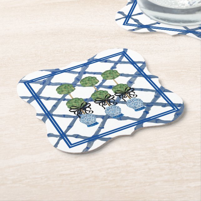 Topiary Chinoiserie Ginger Jar   Paper Coaster (Angled)