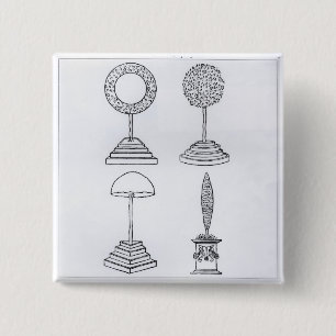 Topiary designs, from 'Hypnerotomachia Poliphili', 15 Cm Square Badge