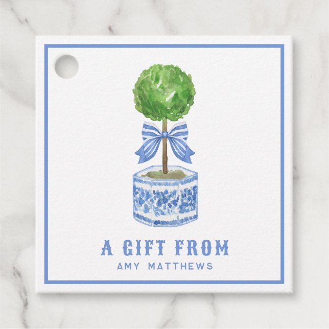 Topiary Garden | Chinoiserie Personalised Favour Tags (Front)