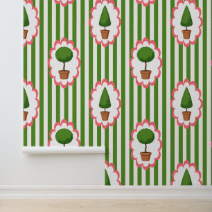 Topiary Garden Green Cabana Stripe Peel & Stick Wallpaper