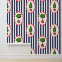 Topiary Garden Navy Cabana Stripe Peel & Stick 