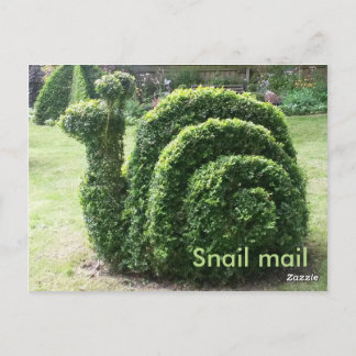 Topiary garden snail mail cute fun green postcard
