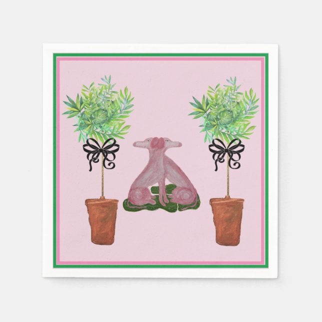 Topiary Pink Staffordshire Dog Paper Guest Towels Napkin (Front)