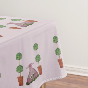 Topiary Pink Staffordshire Dogs fabric Tablecloth