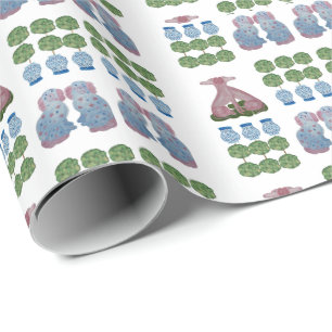 Topiary Pink Staffordshire Dogs Ginger Jar Wrapping Paper