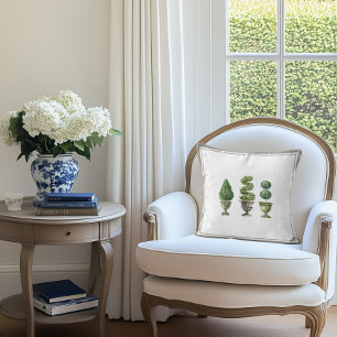 Topiary Tree in Stone Planters and Ticking Stripe Cushion