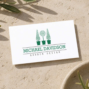Topiary Trio Gardener Landscaping Dark Green Business Card
