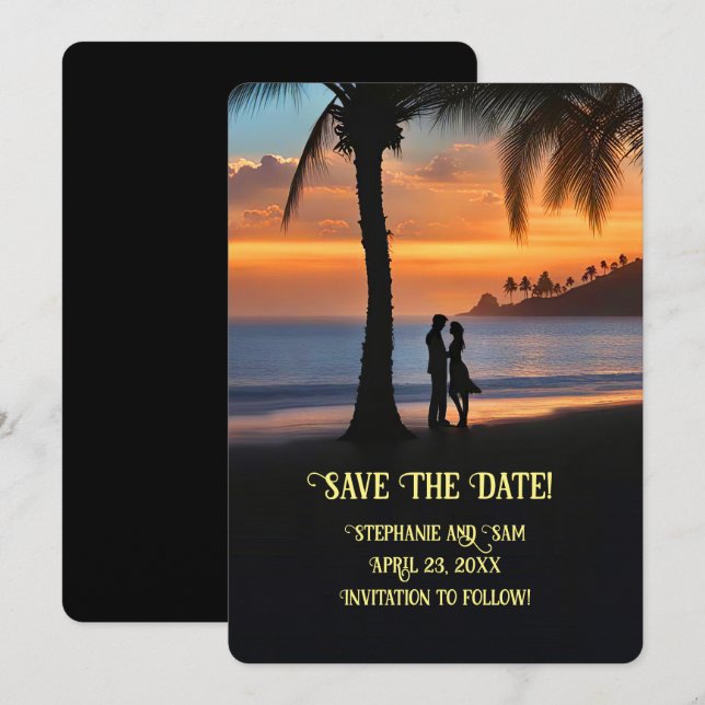 Topical Beach Save the Date Invitation (Front/Back)