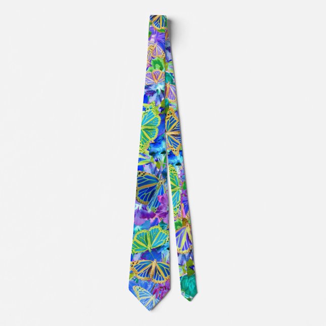 Topical Blue Monarch Butterflies Tie (Front)