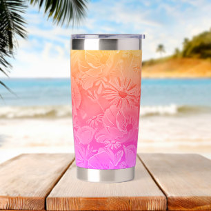 Topical floral rainbow gradient insulated tumbler
